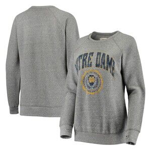 Women's Pressbox University of Notre Dame Distressed Crewneck Sweatshirt Gray L